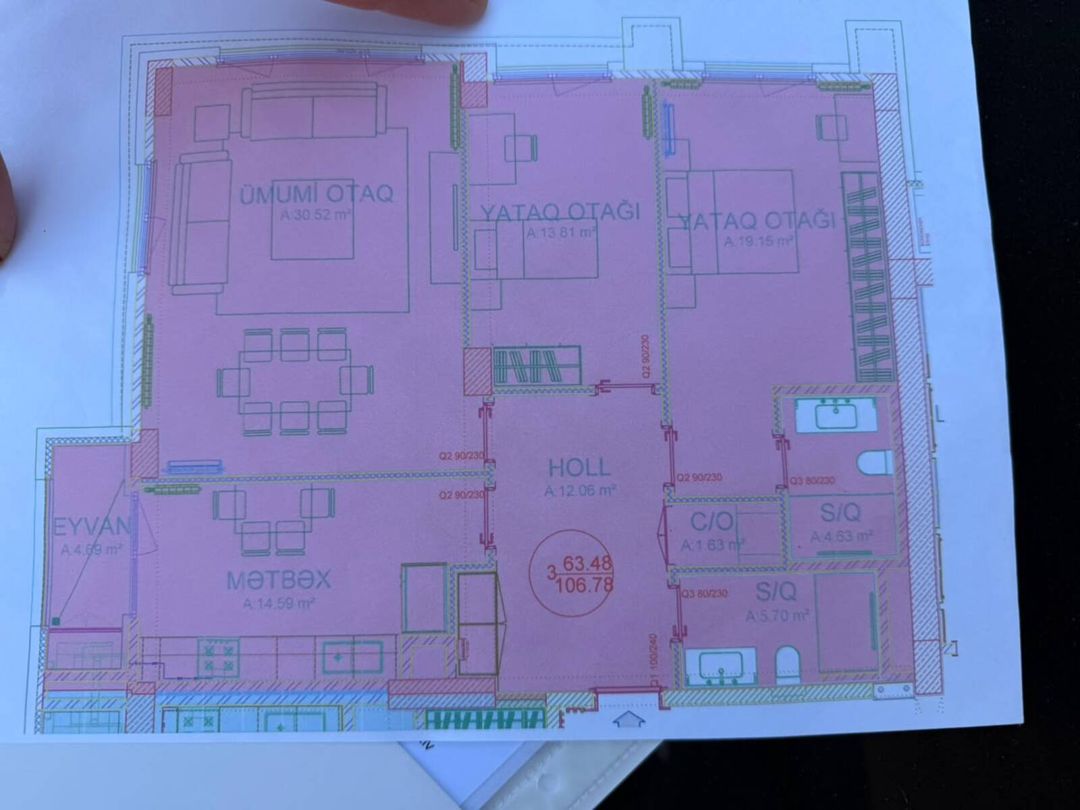 Satılır 3 otaqlı yeni tikili 107 m² — Mənzil, Bakı (6)