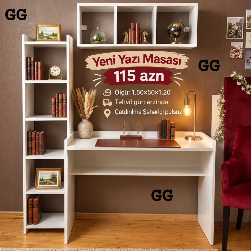 Yeni Yazı Masası – funksional və zərif dizayn - Ölçü: 1.50 50 — Kompüter masaları və kresloları, Bakı