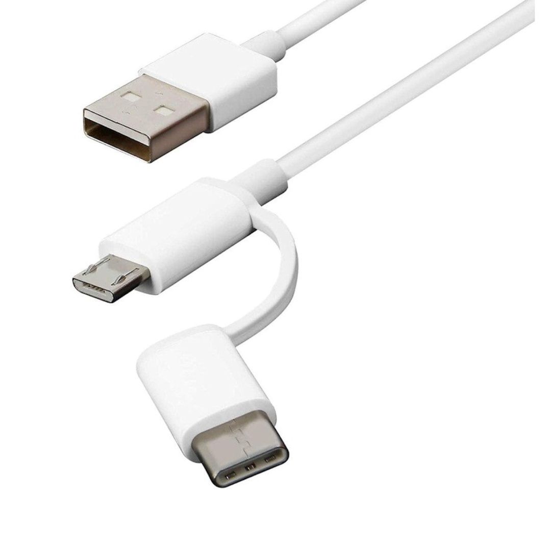 Kabel USB Xiaomi Mi 2-in-1 USB Cable (Micro USB to Type C) 30 cm (SJX01ZM), Ağ — Telefonlar və qadjetlər, Bakı