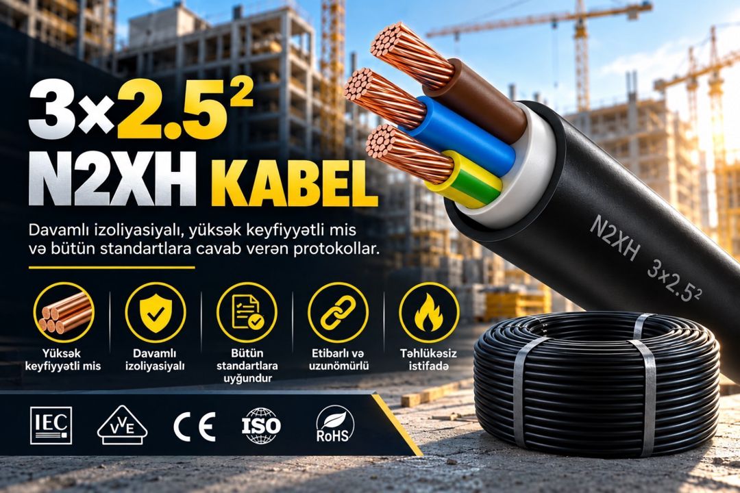 3×2.5 mm² N2XH kabel — Təmir və inşaat, Bakı (3)