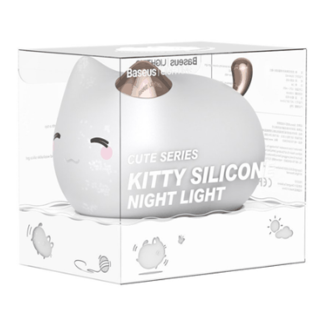 Baseus Cute Series Kitty Silikon Gecə İşığı - Ağ (DGAM-A02) — İşıqlandırma, Bakı