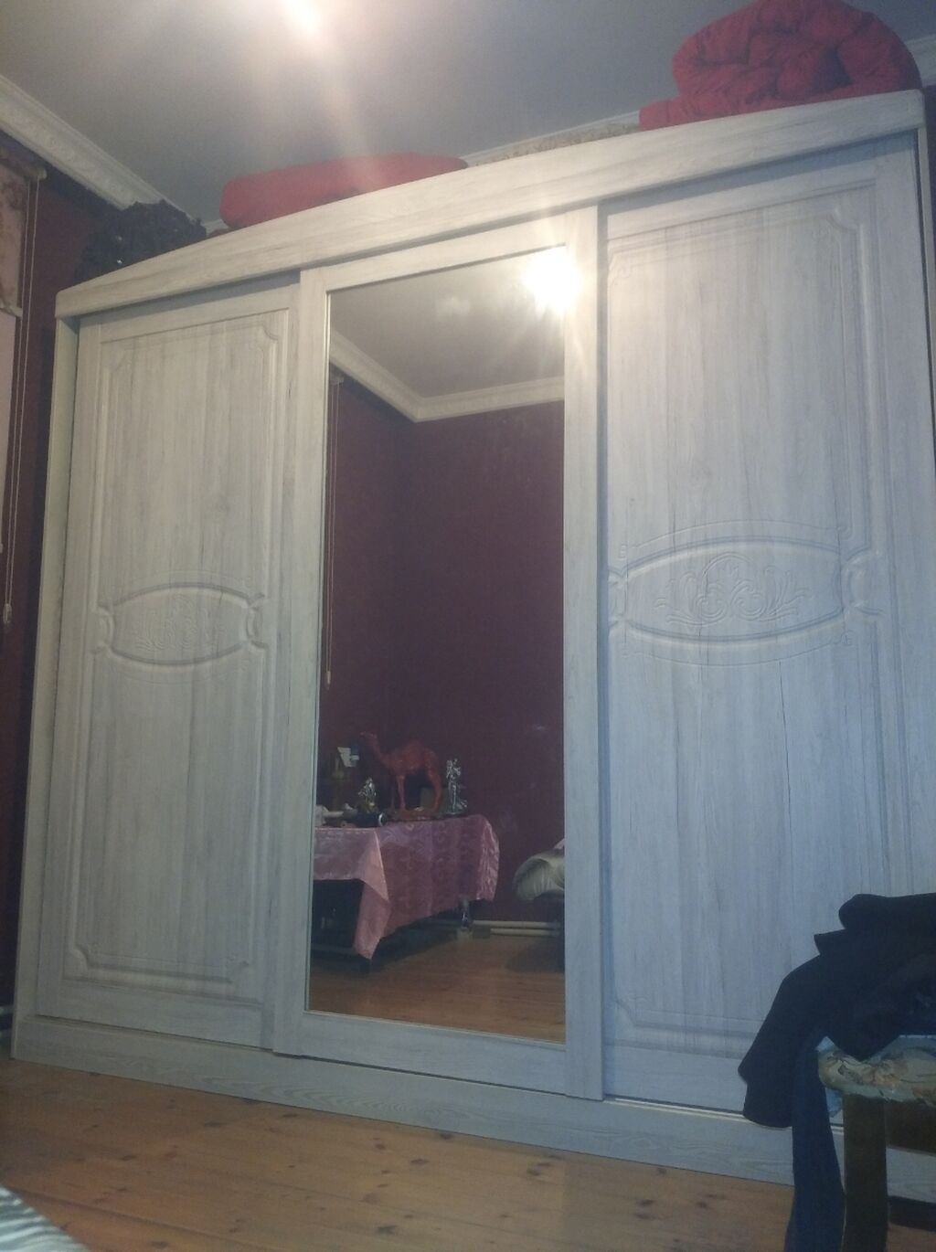 İşlənmiş, 3 qapılı, Güzgülü, Bej, Taxta, Kupe, Düz dolab — Şkaflar, Qobu (2)