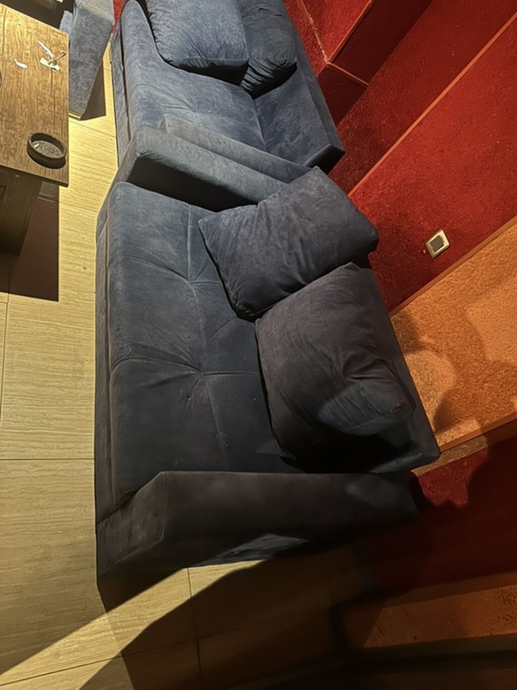 Mavi rəngli yumşaq parçadan iki ədəd geniş divan - Düz xətli — Qonaq otağı üçün, Bakı