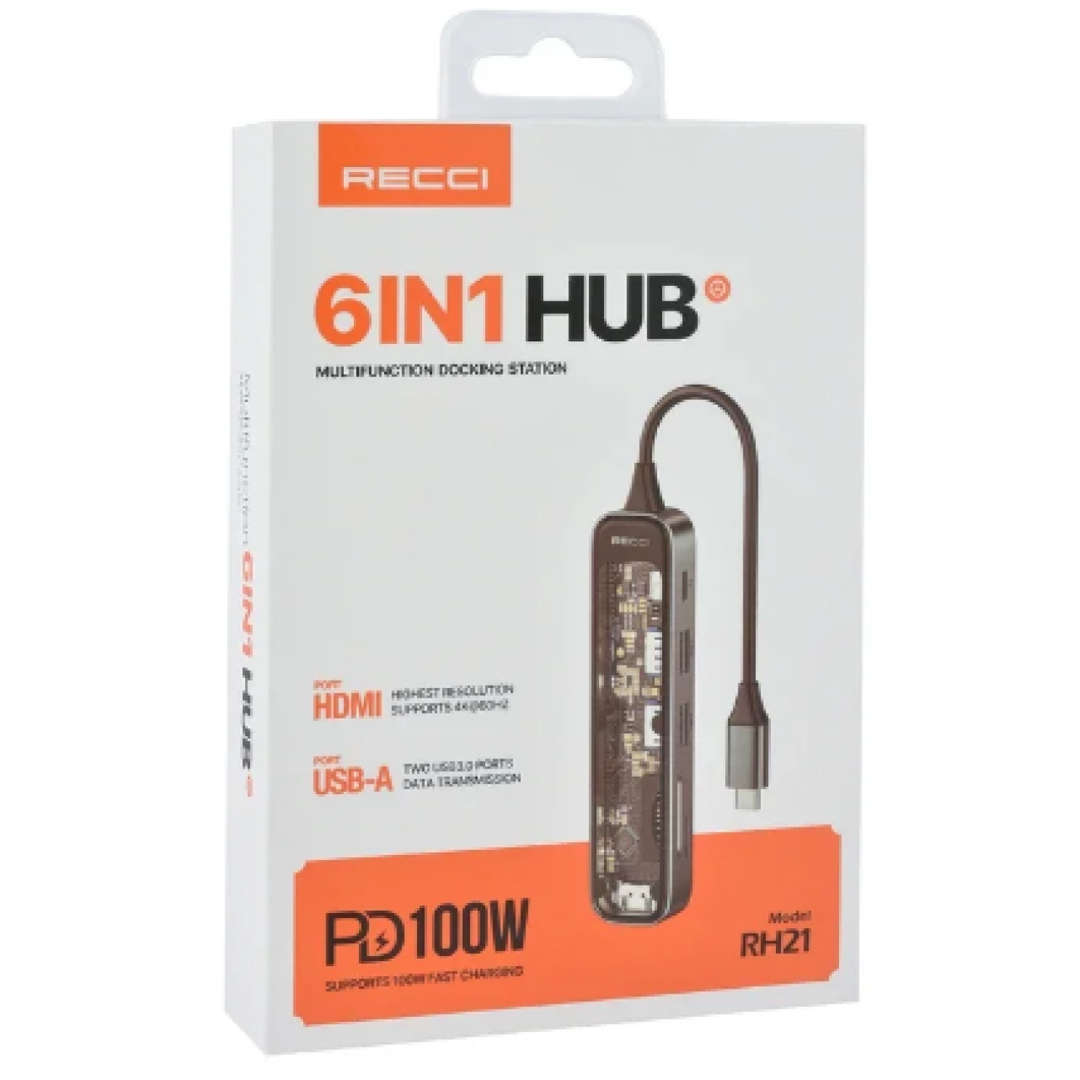 USB Hub Recci RH21 6in1 — Telefonlar və qadjetlər, Bakı (2)