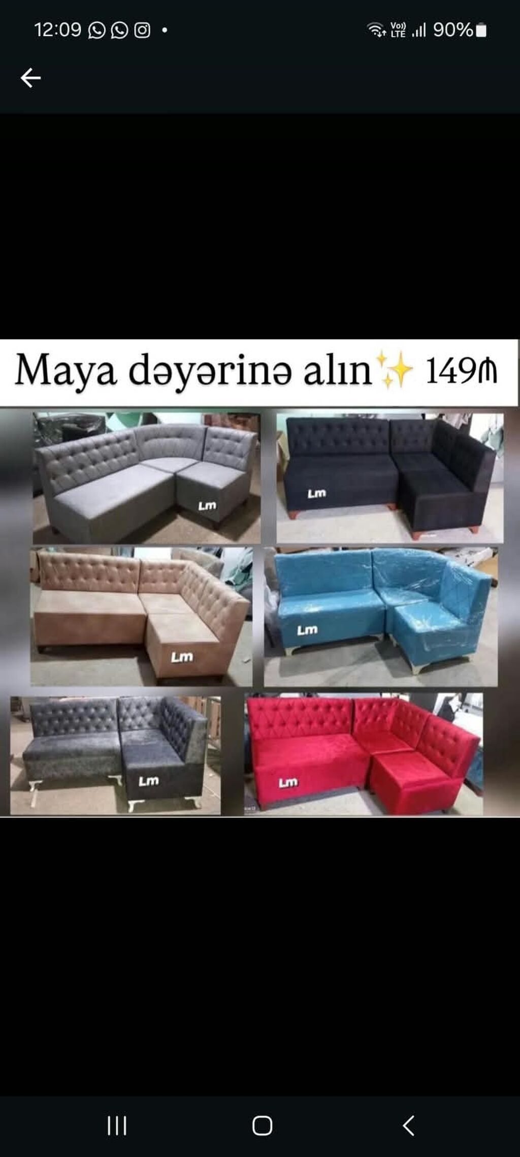 Künc divan dəsti – müxtəlif rənglərdə - Modellər: künc formasında — Yumşaq mobilya dəstləri, Sumqayıt