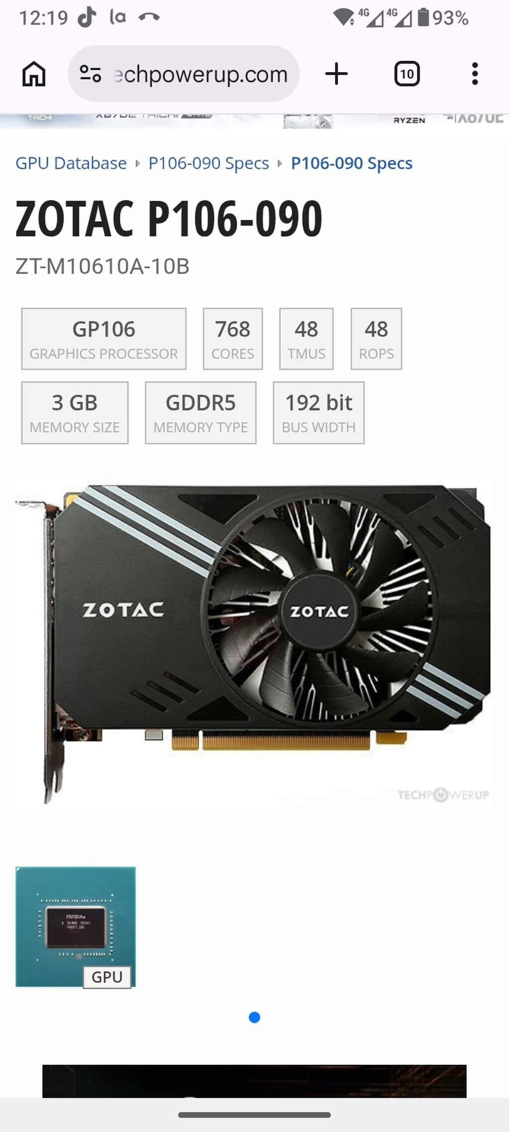 Zotac Nvıdıa GeForce P106-90 (P106-090) 3 (4) GB GDDR5 qrafik kartı — Qrafik kartlar, Digah (4)