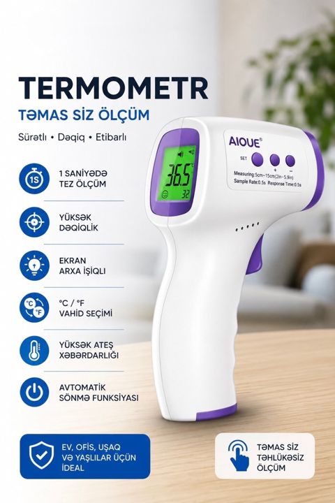 Təmassız Rəqəmsal Termometr — 11.45 ₼ · Bakı · Ev texnikası Təmassız Rəqəmsal Termometr — Bakı