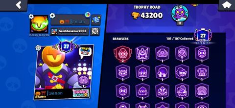 Brawl Stars hesabı - Trophy Road: 43,200 kubok - Profil: ad “Senan” — Digah