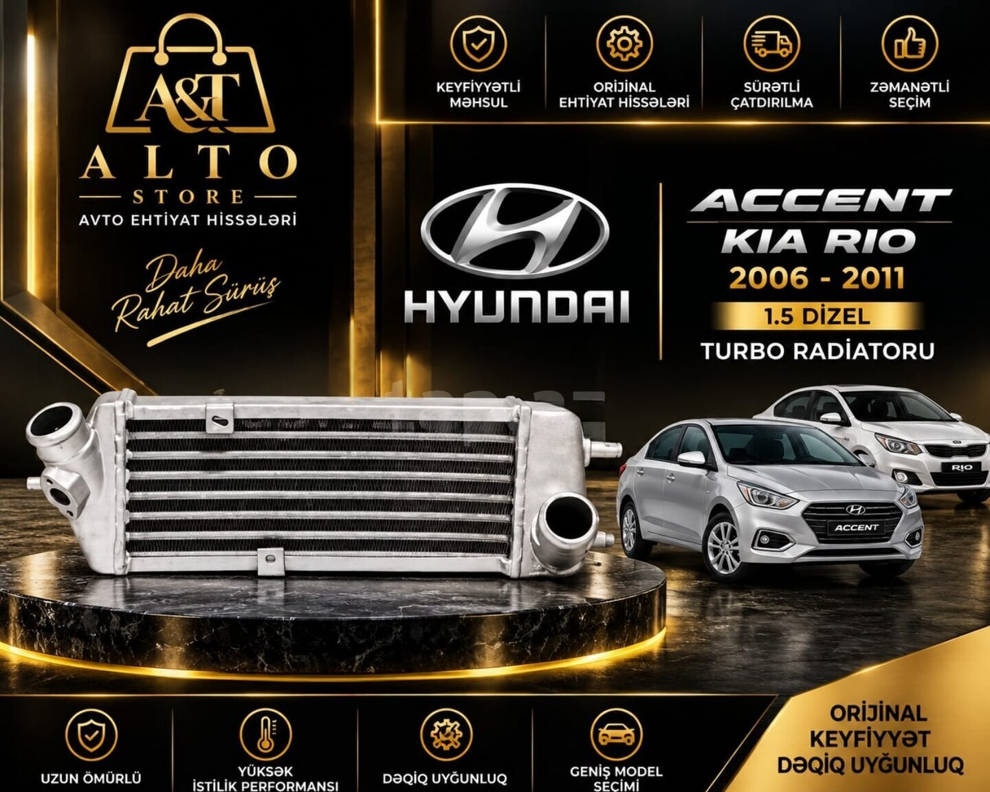 Turbo radiatoru Hyundai Accent və Kia Rio 1.5 dizel — Bakı