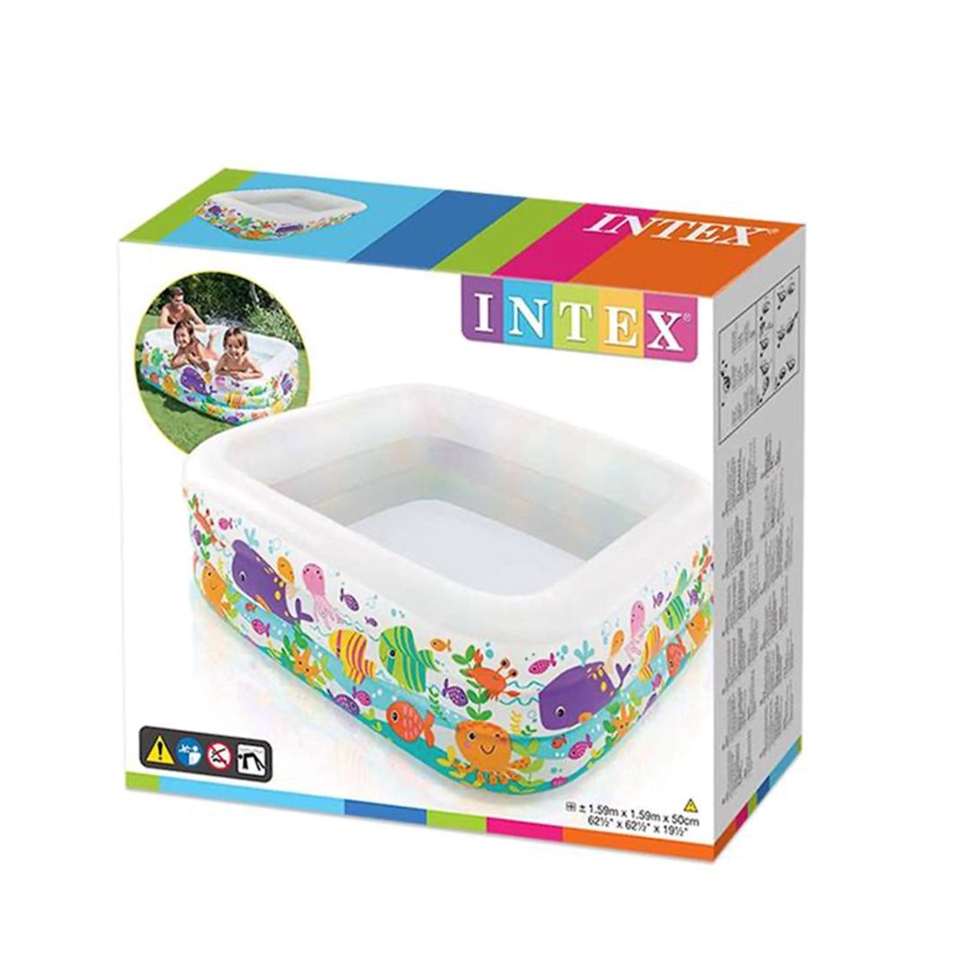Hovuz Intex Sea Aquarium uşaqlar üçün, şişmə, kvadrat, 159х159х50 sm, 424 l, ağ/rəngbərəng — Hovuzlar, Bakı (2)