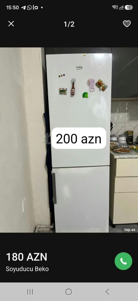 Beko 200 azn yaxşı vəzyətdədi çıxmalıdı Xırdalan 9759d Nəzrin — 200 ₼ · Bakı · Soyuducular Beko 200 azn yaxşı vəzyətdədi çıxmalıdı Xırdalan 9759d Nəzrin — Bakı