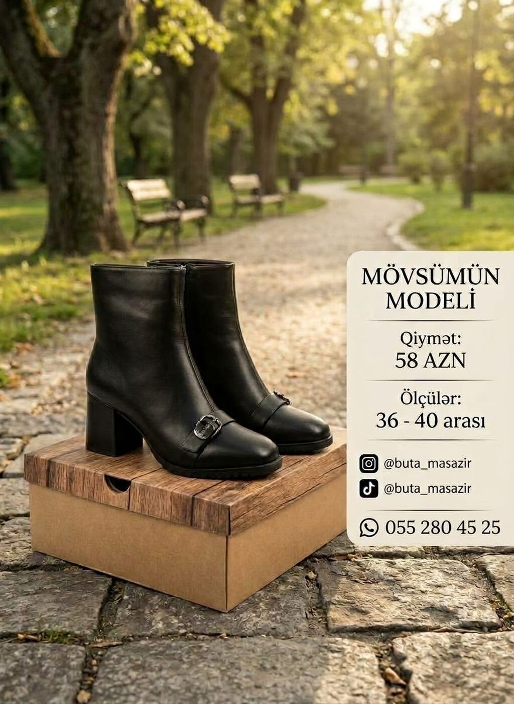 Mövsümün modeli – qadın qısa çəkmələri - Rəng: qara - Dizayn — Çəkmə, Masazır