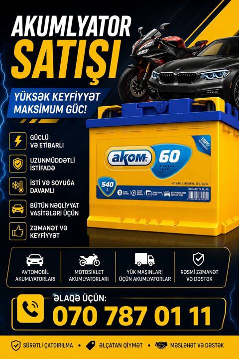 Akkumulyator Satışı – Yüksək keyfiyyət, maksimum güc Məhsul — Bakı