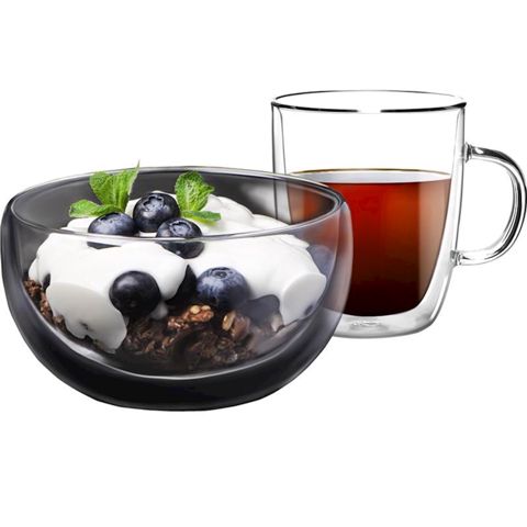 Səhər yeməyi dəsti Ardesto AR-2650-BG 2 predmet, Borosilikat şüşə, İkiqat divarlı, şəffaf — Bakı