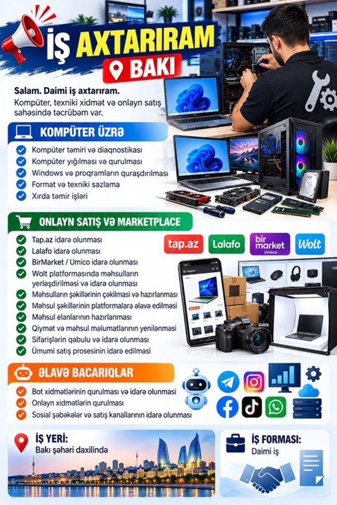 Xidmət: Kompüter servisi və onlayn satış/marketplace idarəetməsi — Digah