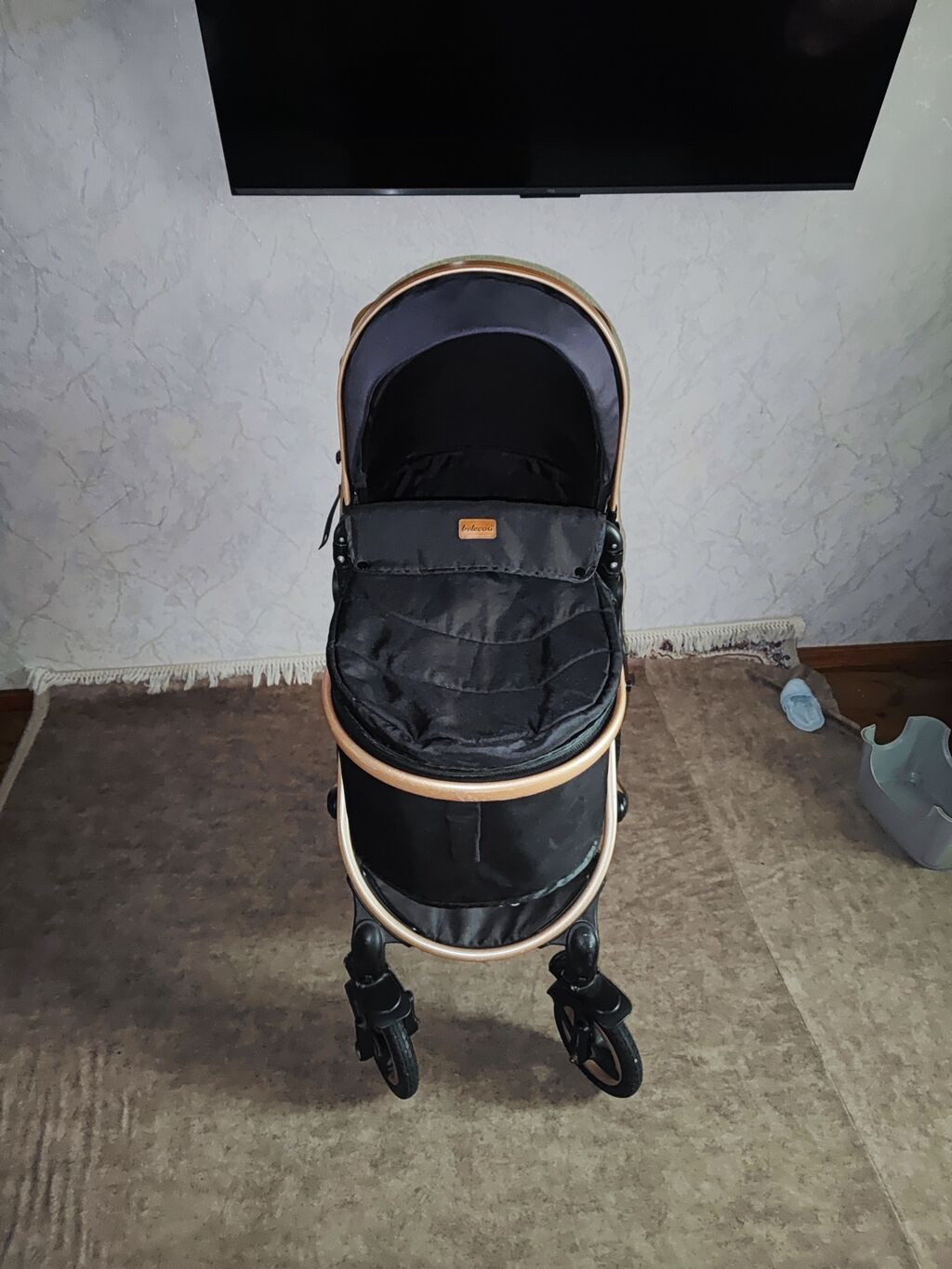 Uşaq arabası – Belecoo (qara/rəngli qızılı çərçivə) ön hissədə mini — Arabalalar, Digah (2)