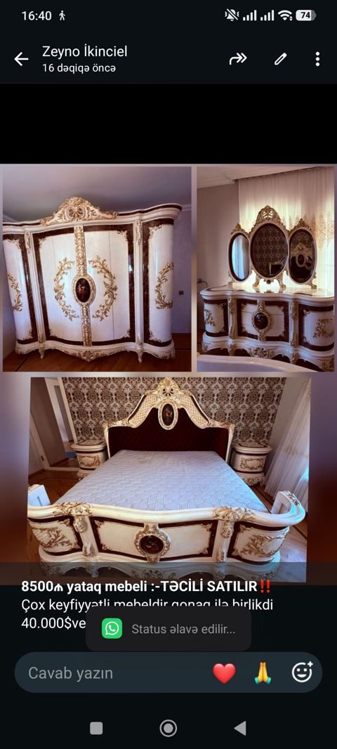*8500₼ yataq mebeli Satılır*‼ Çox keyfiyyətli mebeldir qonaq — Bakı