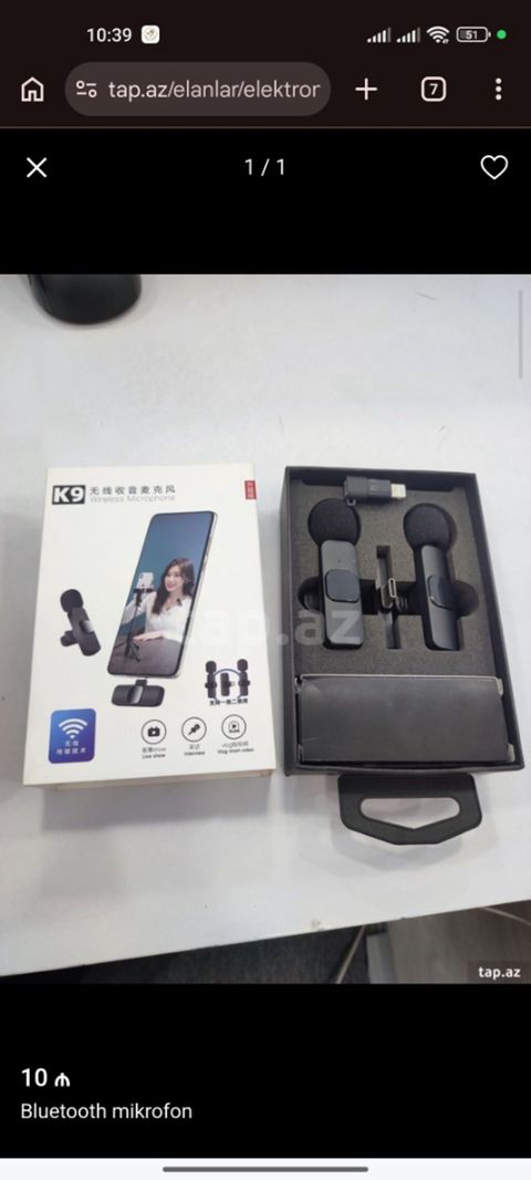 K9 Wireless Microphone – Bluetooth qoşulan ikili boyun mikrofon dəsti — 10 ₼ · Bakı · Mikrafonlar K9 Wireless Microphone – Bluetooth qoşulan ikili boyun mikrofon dəsti — Bakı