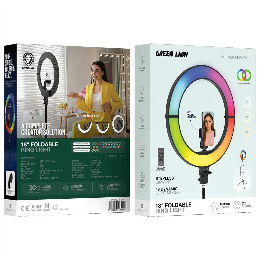 Green Lion 18- inch Foldable Ring Light - Black — Vəsiqə flaş, Bakı (3)