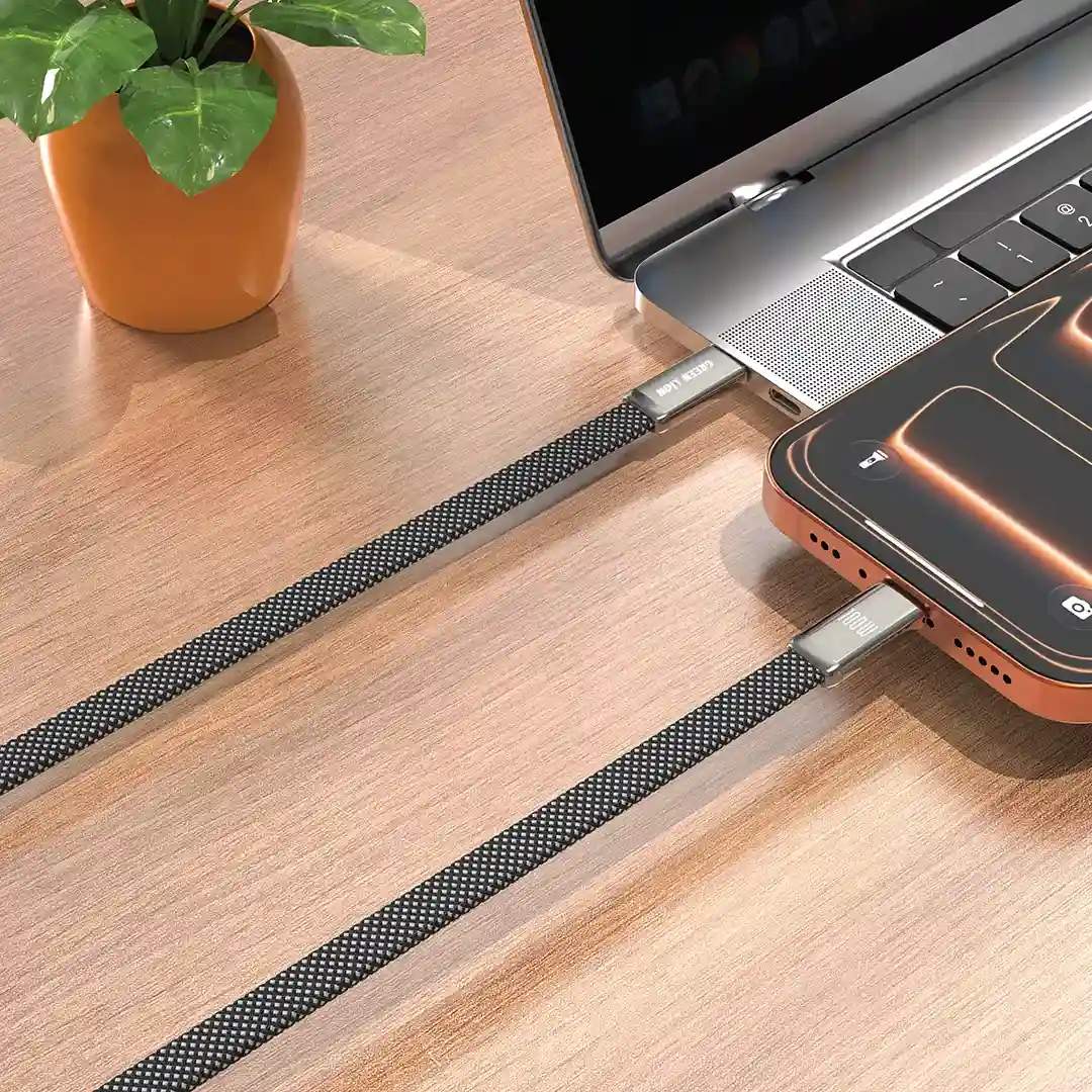 Green Lion UltraThin Braided 100W Kabel - Black — Şarj cihazları, Bakı (2)