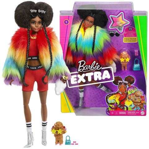 Kukla Barbie Extra Dəbpərəst əlvan bürüncək ilə, küçük və aksessuarlar ilə — Bakı