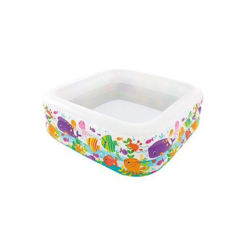 Hovuz Intex Sea Aquarium uşaqlar üçün, şişmə, kvadrat, 159х159х50 sm, 424 l, ağ/rəngbərəng — Bakı