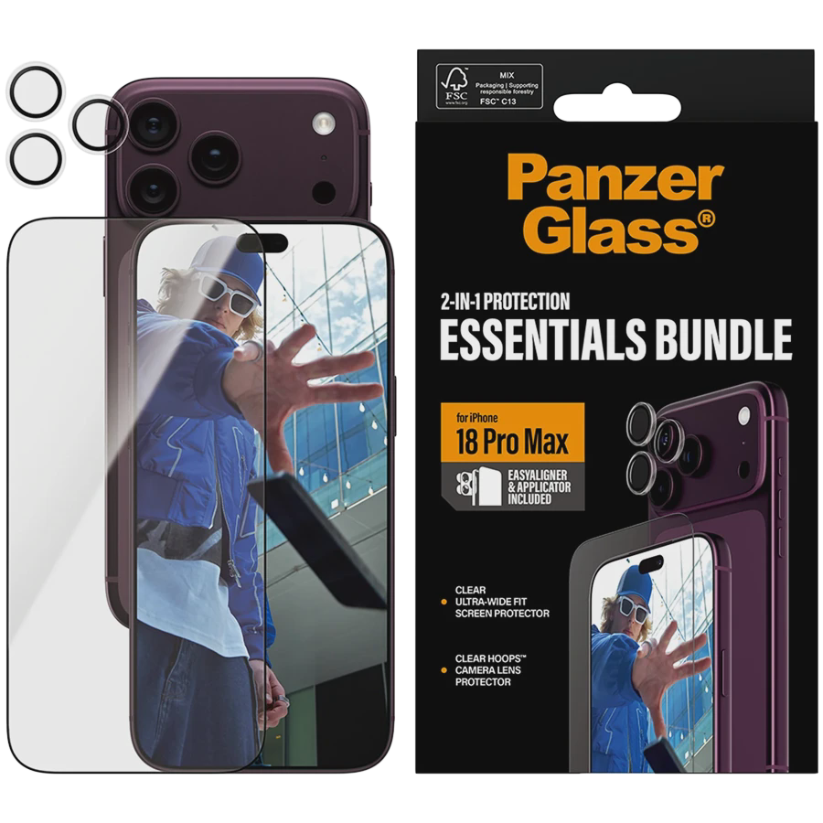 Qoruyucu şüşə Panzerglass 2-in-1 Essentials Bundle iPhone 18 Pro Max üçün — Şarj cihazları, Bakı