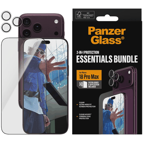 Qoruyucu şüşə Panzerglass 2-in-1 Essentials Bundle iPhone 18 Pro Max üçün — Bakı