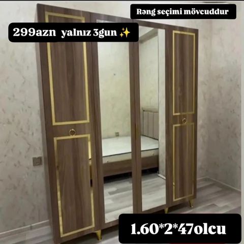 Üç qapılı geyim dolabı - Ölçü: 1.60 m eni 2.00 m hündürlük 47 sm — Mehdiabad
