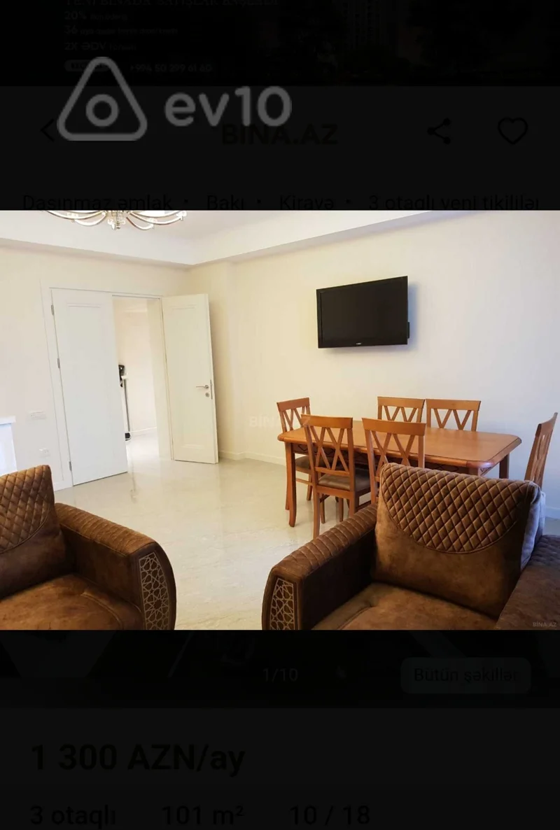 3 otaqlı mənzil, 101 m², Zahid — kirayə — Mənzil, Bakı (2)