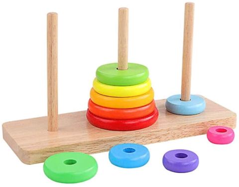 Piramida Zebra Kids Tower of Hanoi DN-413, taxta, rəngbərəng — Bakı