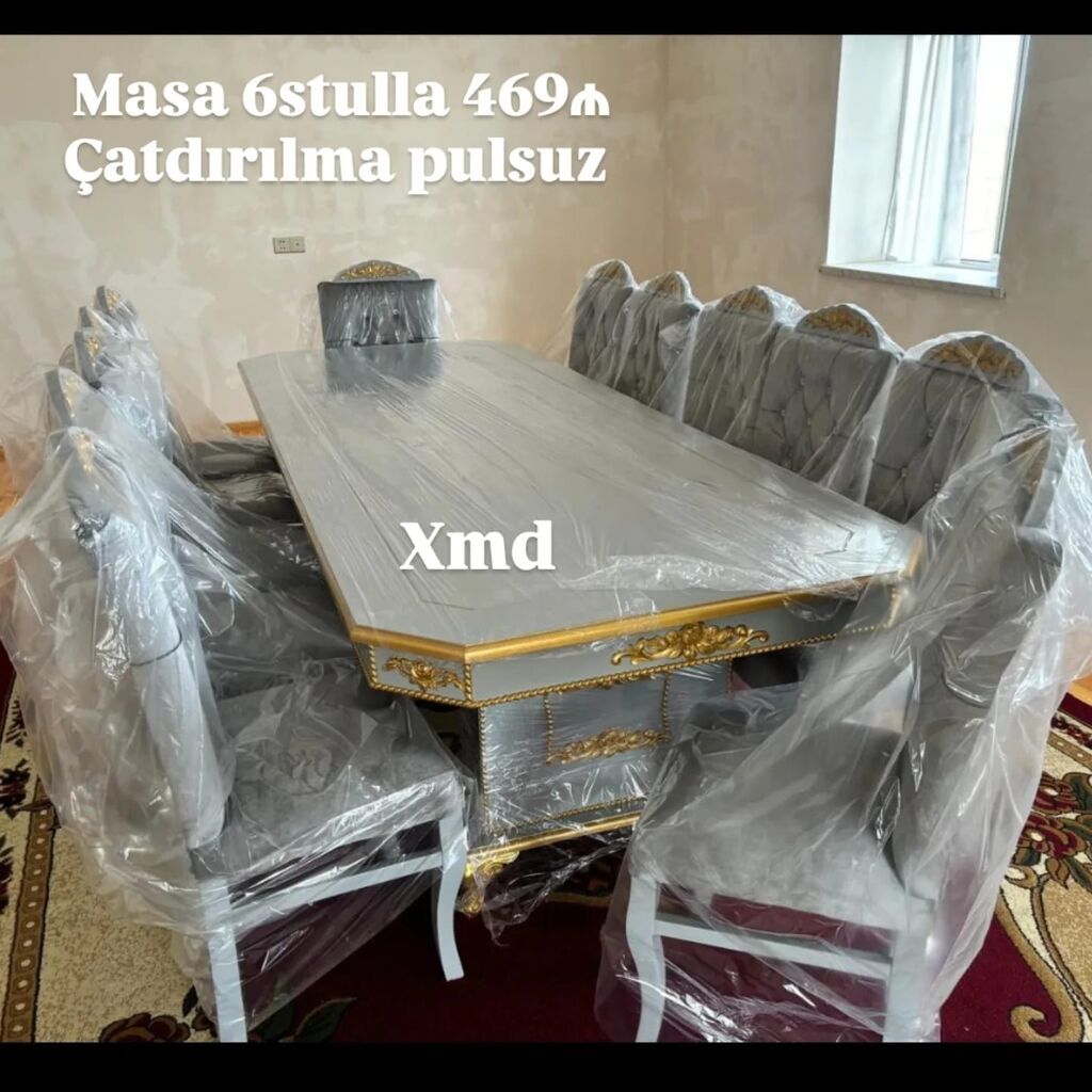 Masa və 6 ədəd stul dəsti - Qiymət: 469 - Çatdırılma: pulsuz — Masalar və stullar, Bakı