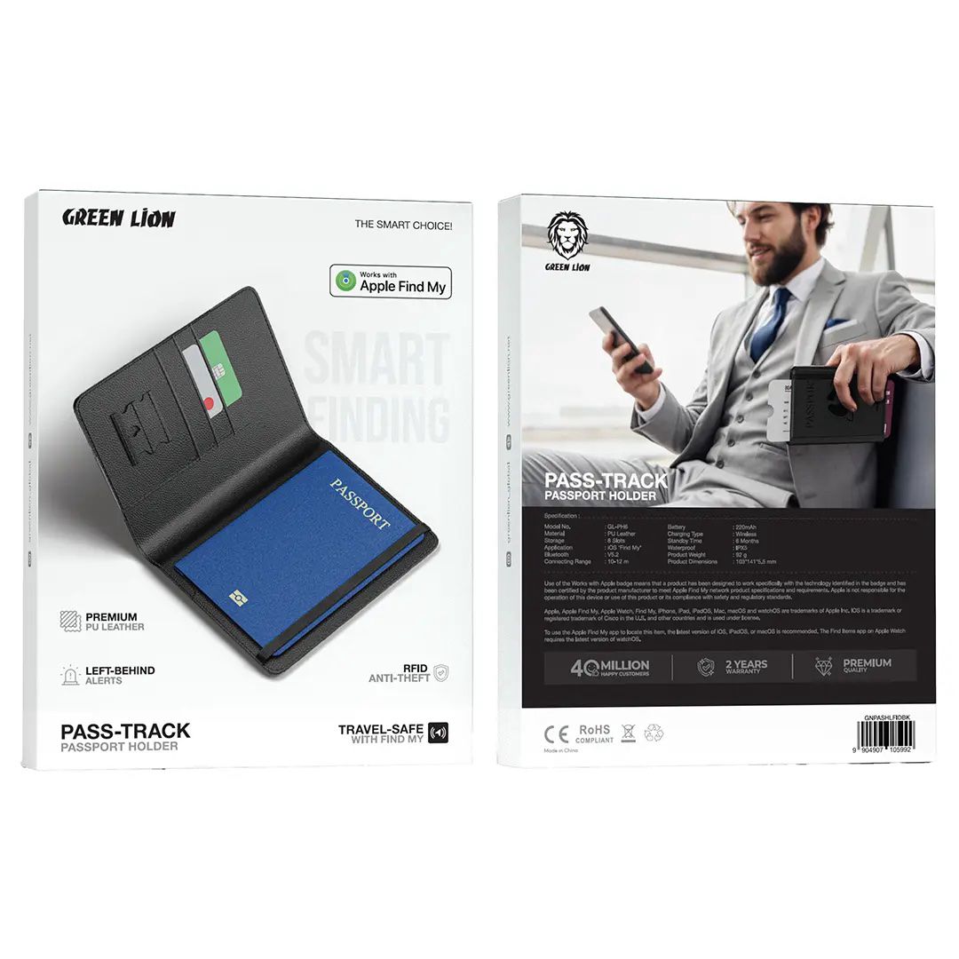 Green Lion Pass-Track Passport Holder with Find My Black — İdman və istirahət, Bakı (3)