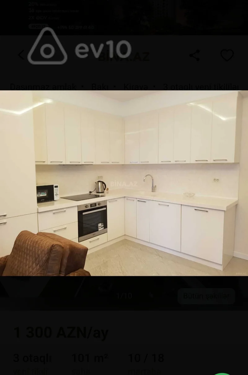 3 otaqlı mənzil, 101 m², Zahid — kirayə — Mənzil, Bakı (7)
