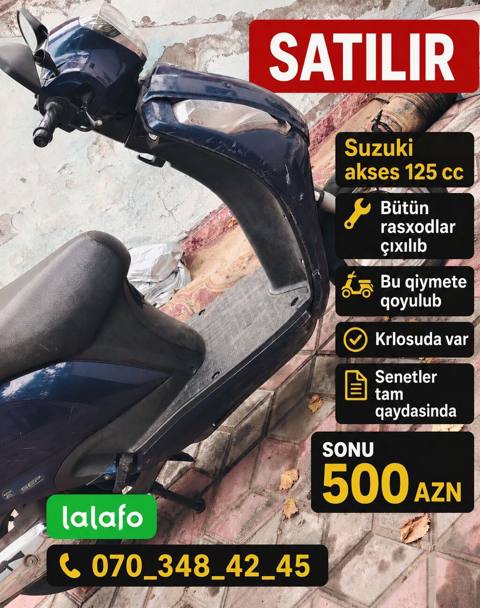 Suzuki Aksis 125 cc skuter - Həcm: 125 cc - Bütün raxodniklər — Bakı