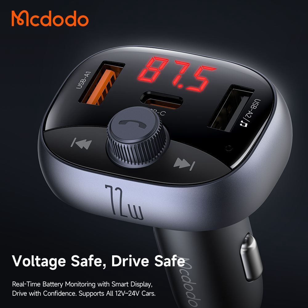 Mcdodo CC-5950 72W Car Charger FM Transmitter - Black — Şarj cihazları, Bakı (3)