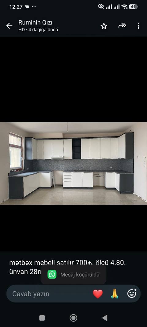 Mətbəx mebeli satılır 700₼. ölçü 4.80. ünvan 28may &Xəyiş — 700 ₼ · Bakı · Mətbəx mobilyası Mətbəx mebeli satılır 700₼. ölçü 4.80. ünvan 28may &Xəyiş — Bakı