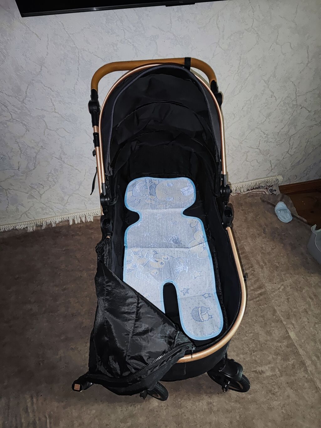 Uşaq arabası – Belecoo (qara/rəngli qızılı çərçivə) ön hissədə mini — Arabalalar, Digah (3)