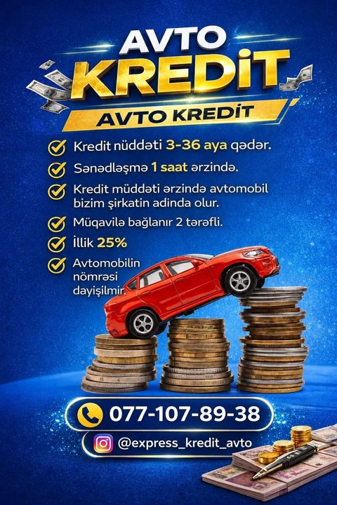Avto kredit xidməti - Kredit müddəti: 3–36 ay - Sənədləşmə: 1 saat — Xırdalan