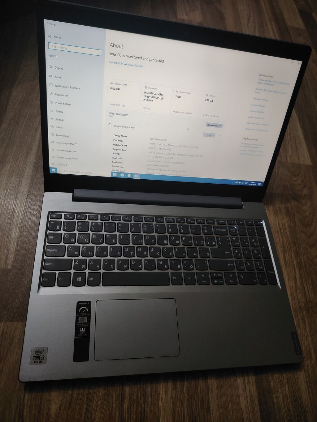 Lenovo IdeaPad 15 (Intel Core i3 10‑cu nəsil) noutbuk Texniki — Lenovo, Şəki