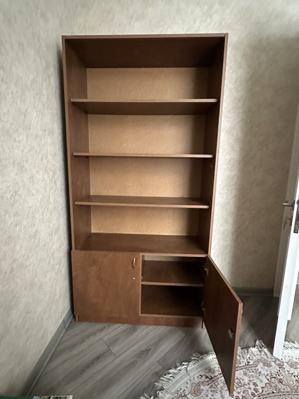 Taxta kitab rəfi və dolab kombinasiyası - Material: laminat/MDF — Rəflər, Mehdiabad (4)