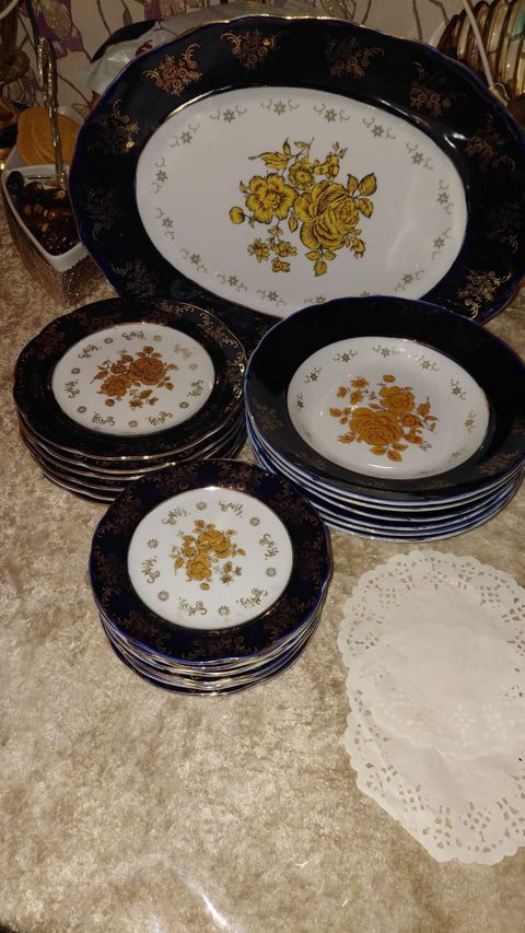 Nahar dəsti, rəng - Göy, Farfor, 6 nəfərlik — Bakı
