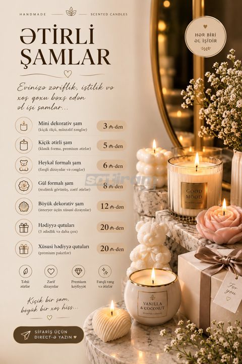 Ətirli şamlar — 5 ₼ · Bakı · Aynalar Ətirli şamlar — Bakı
