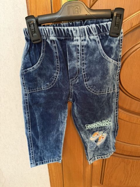 Uşaq şalvarı – 10 ay-1 yaş denim effektli, tünd-mavi rəngdə — Digah