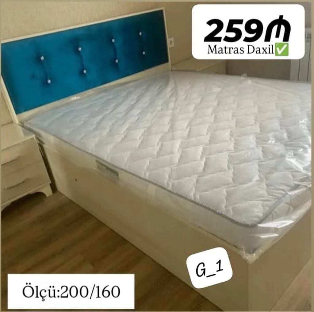 Çarpayı dəsti – matrass daxil - Ölçü: 200 x 160 sm - Başlıq: mavi — Yataqlar, Sumqayıt