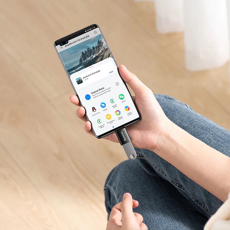 Baseus Ingenuity Mini OTG Adapter Usb-c to Usb-a Black — Smartfon üçün kabelləri və keçidçilər, Bakı (3)