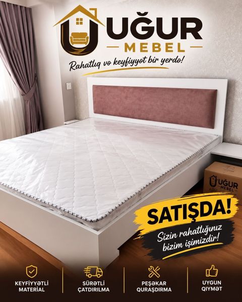Yeni, İkinəfərlik çarpayı, Bazasız, Matras ilə, Siyirməsiz, Azərbaycan — Bakı