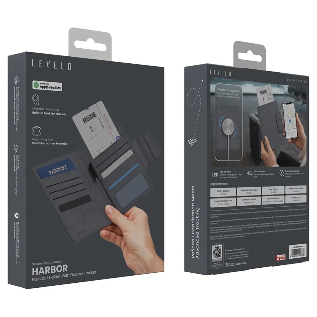 Levelo Harbor Passport Holder with Find My Tracker Grey — İdman və istirahət, Bakı (4)