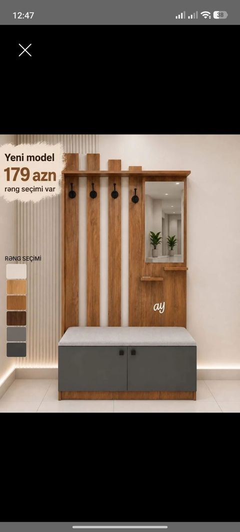Qarderob asılqanı və oturacaqlı dəhliz modulu – yeni model - Ölçü — Digah