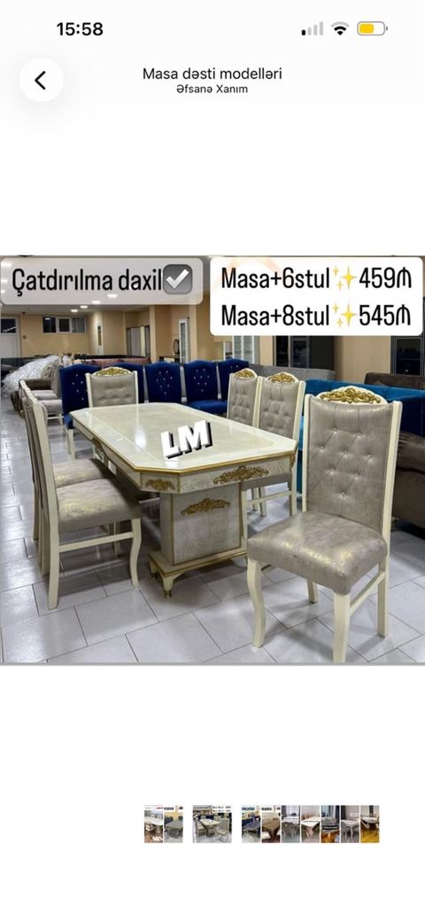 Klassik üslubda yemək otağı masa dəsti. - Komplekt variantları — 459 ₼ · Bakı · Masalar və stullar Klassik üslubda yemək otağı masa dəsti. - Komplekt variantları — Bakı